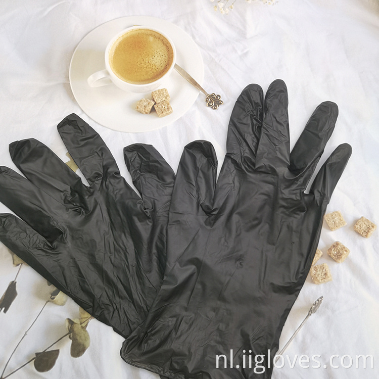 Zwarte handschoenen tattoo schoonheid make -up poedervrije latex handschoen nitril pvc vinylveiligheid examen werkhandschoenen